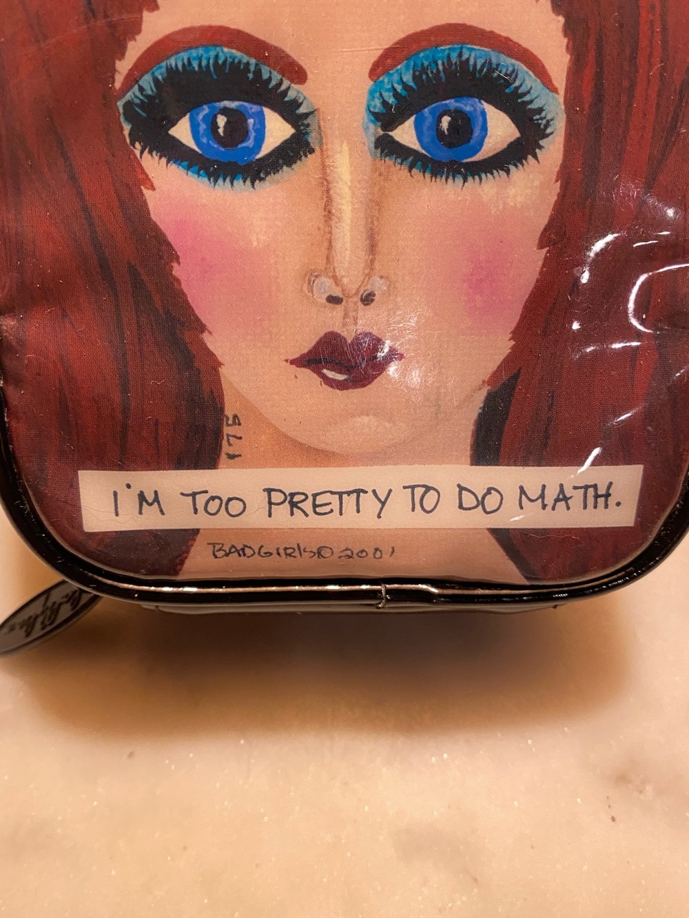Vintage 2001 Lolly Lu Y2K Mini Cosmetic Case “I’m Too Pretty to Do Math” - Picture 2 of 10